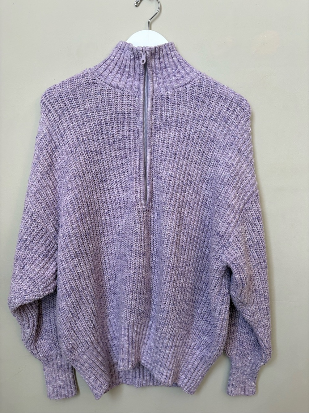 aerie Lavender Half-Zip Chunky Knit Sweater